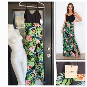 Girl In Mind Black and Floral Maxi Dress‎